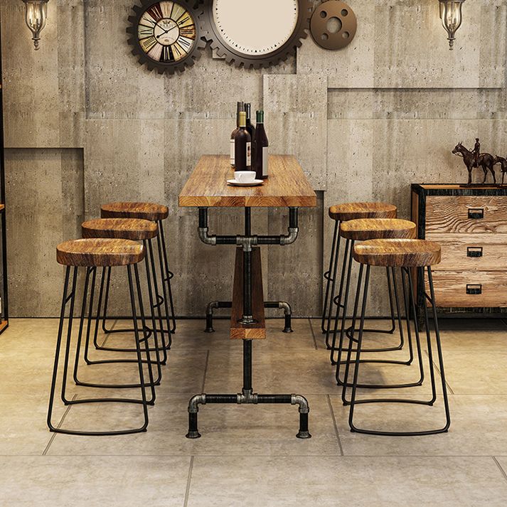 Brown Bar Stool and Table Set Industrial 1/2/4/7 Pieces Table and Stool Set Clearhalo 'Bar Furniture' 'furn' 'furn_home_bar_bar_sets' 'Furniture' 'Home Bars & Bar Sets' 'home_bar_bar_sets' 'Kitchen & Dining Furniture' 1200x1200_56d20bc3-3cc2-4f20-8373-90db1391b141