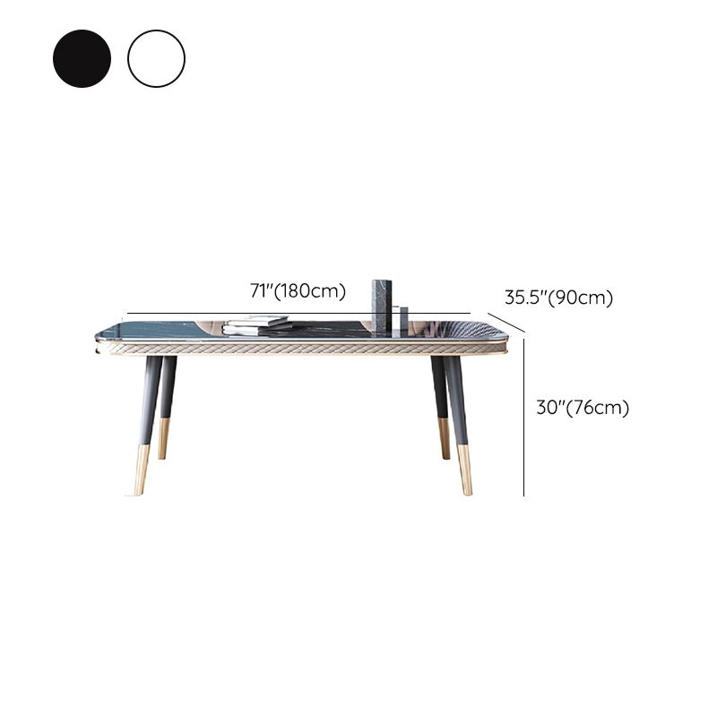Glam Style Rectangle Table Faux Marble Table with Metal Legs for Kitchen Clearhalo 'Dining Tables & Seating' 'Dining Tables' 'dining_table' 'furn' 'furn_dining_table' 'Furniture' 'Kitchen & Dining Furniture' 1200x1200_56d2dc0e-00f5-4bc0-ab39-79d135ce18fb