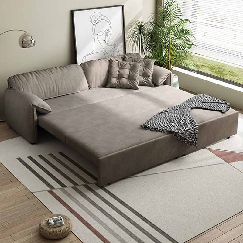 Divano letto scandinavo in tessuto in tessuto grigio dormiente con scatola