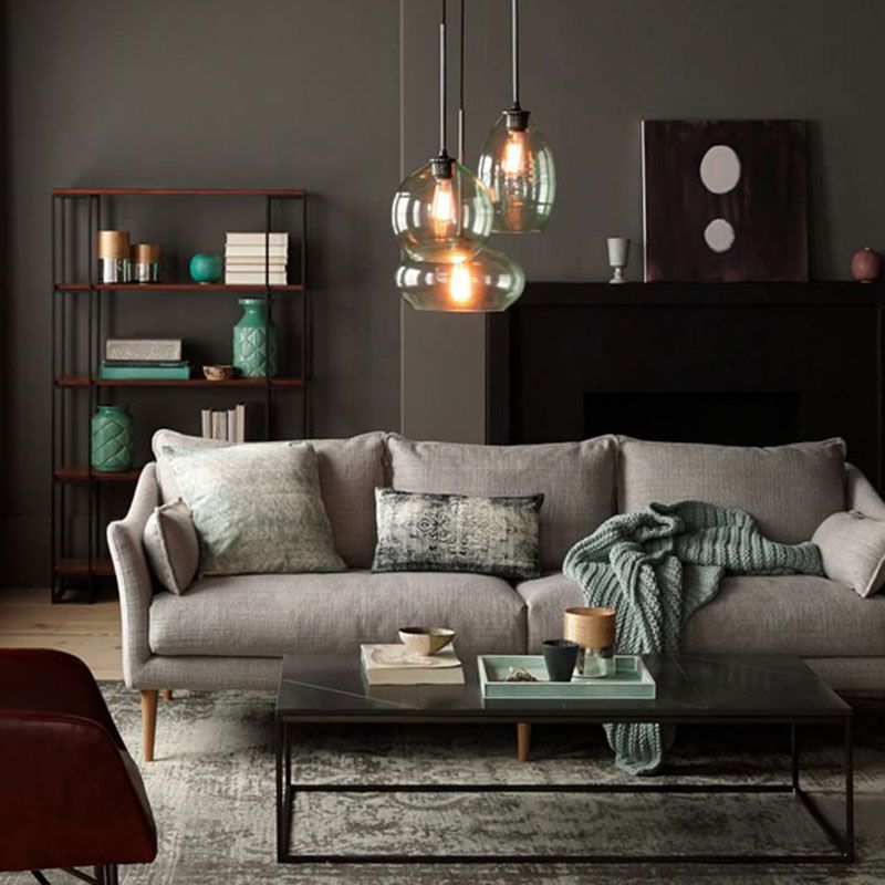 Charles of London Sofa moderne 3-zits stoffen stoffen bank met houten benen