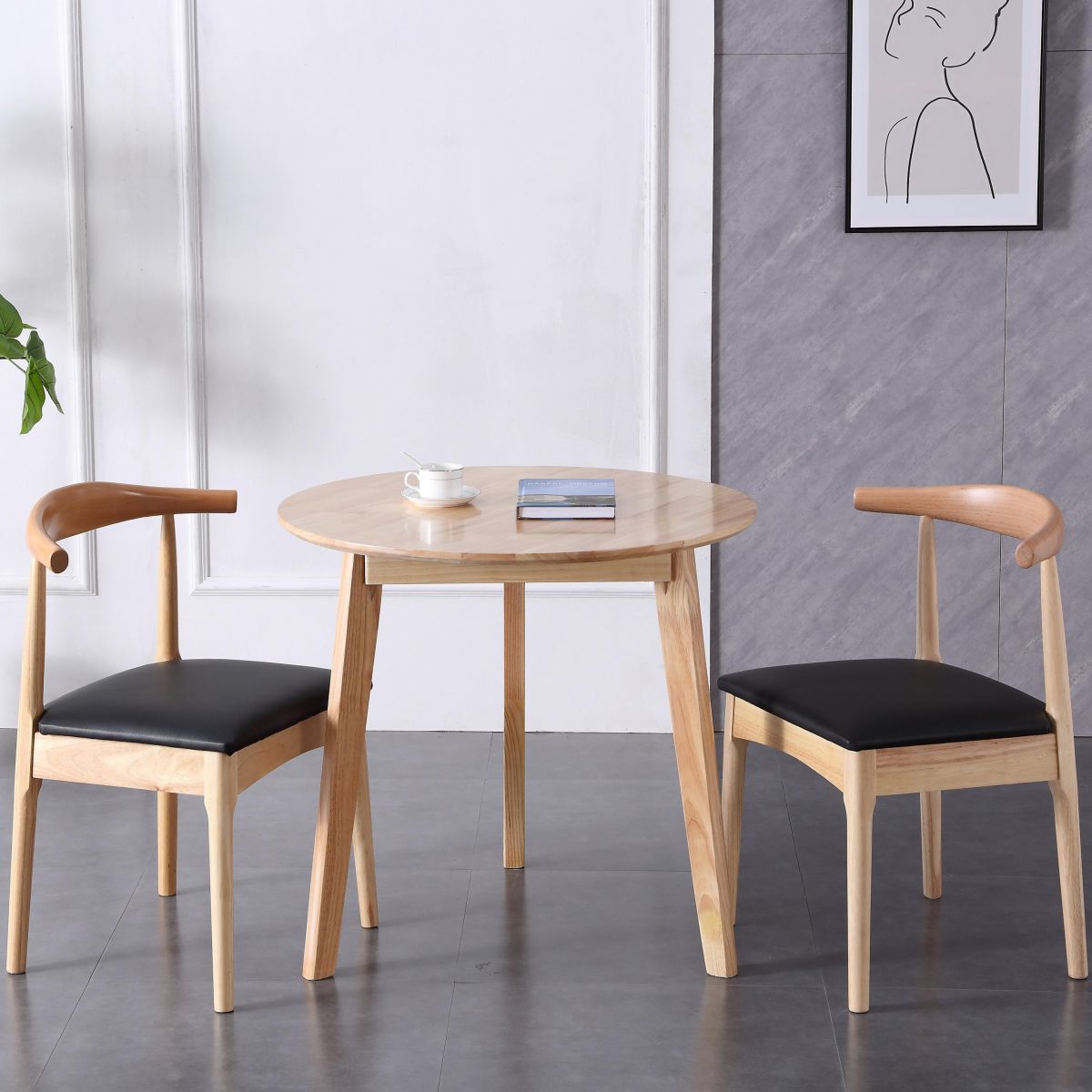 Round Shape 4 Legs Modern Dining Table Wood Color Fixed Table of Solid Wood Clearhalo ' dining_table' 'Dining Tables & Seating' 'Dining Tables' 'furn' 'furn_dining_table' 'Furniture' 'furniture_dining_table' 'Kitchen & Dining Furniture' 'kitchen&dining_furn' 'kitchen' 'kitchen_dining_table' 1200x1200_56d38c00-2fd6-4e04-9992-9c2edd163de2