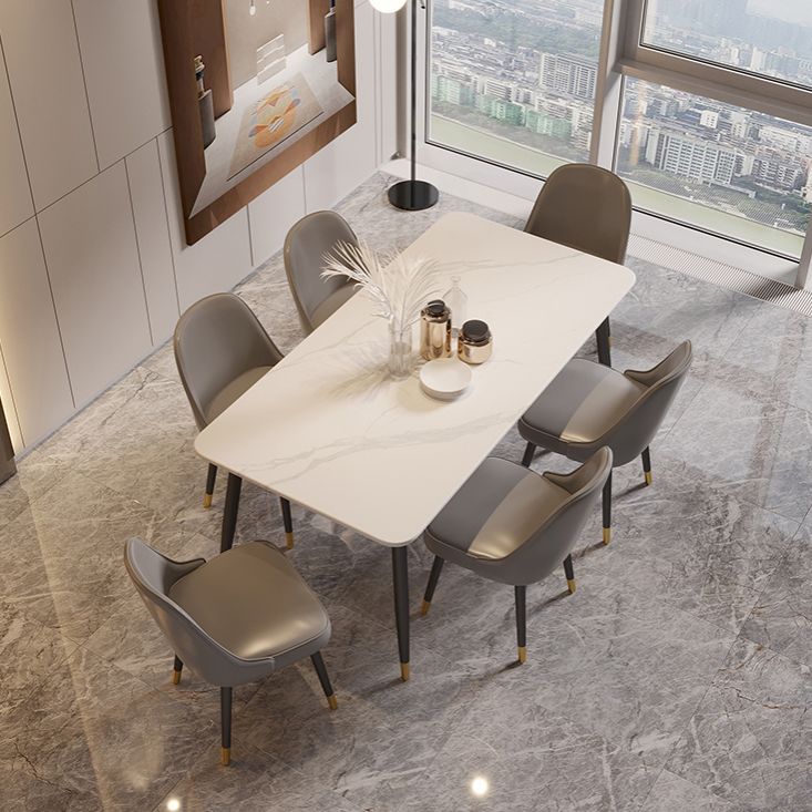 Modern Style Sintered Stone Dining Set with Standard Height Table and 4 Black Legs Base Clearhalo 'Dining Room Sets' 'Dining Tables & Seating' 'dining_room_set' 'furn' 'furn_dining_room_set' 'Furniture' 'furniture_dining_room_set' 'Kitchen & Dining Furniture' 'kitchen&dining_furn' 'kitchen' 1200x1200_56d38f4f-354c-44ce-a7ee-0ff9f52c9d70