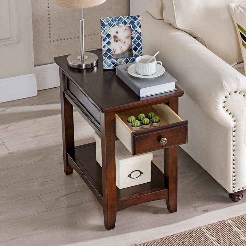 モダンな長方形の上部サイド表23.62 "ストレージ付きの高層材のエンドテーブル