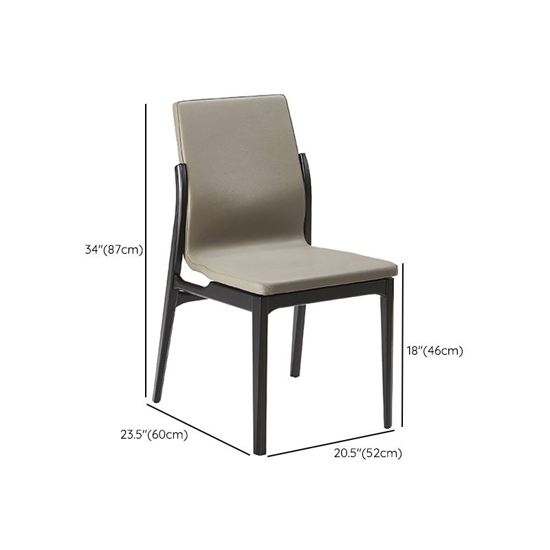 Silla lateral de estilo industrial silla de comedor lateral de cuero con base de madera