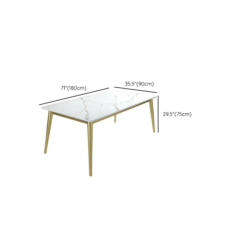Rectangle 4 Legs Dining Table Glam Style Stone Table for Kitchen
