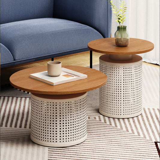 コンテンポラリーラウンドカクテルテーブルシングルスレートコーヒーカクテルテーブル