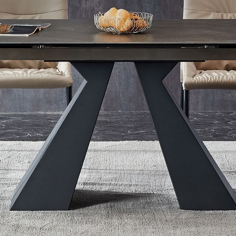 Rectangle Traditional Luxury Dining Table Grey Sintered Stone Table with Double Pedestal Clearhalo ' dining_table' 'Dining Tables & Seating' 'Dining Tables' 'furn' 'furn_dining_table' 'Furniture' 'furniture_dining_table' 'Kitchen & Dining Furniture' 'kitchen&dining_furn' 'kitchen' 'kitchen_dining_table' 1200x1200_56da5e0e-42fd-436e-88e9-ef28ead1f4be
