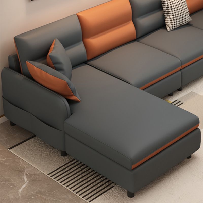 29.52 " H Faux Leather Square Arm Sofa & Chaise for Living Room Clearhalo 'furn' 'furn_sectionals' 'Furniture' 'Living Room Furniture' 'Sectionals' 1200x1200_56db4570-2b75-4774-baf9-df76531fcde4