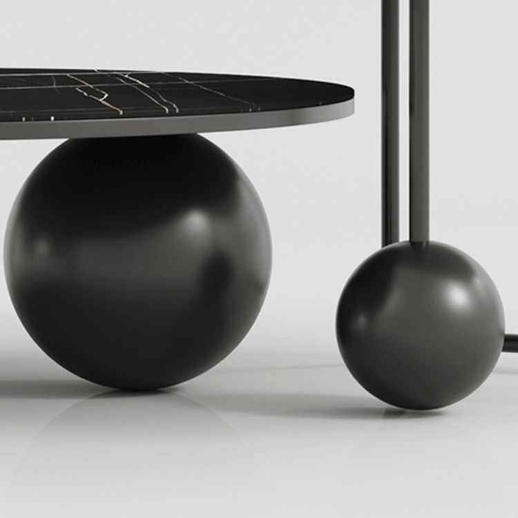 Round Stone Coffee Table Set Stainless Steel Simple Cocktail Table Clearhalo 'Coffee & Accent Tables' 'Coffee Tables' 'coffee_tables' 'furn' 'furn_coffee_tables' 'Furniture' 'Living Room Furniture' 1200x1200_56db7379-1075-4a53-a7b3-a5b9a96ec37c