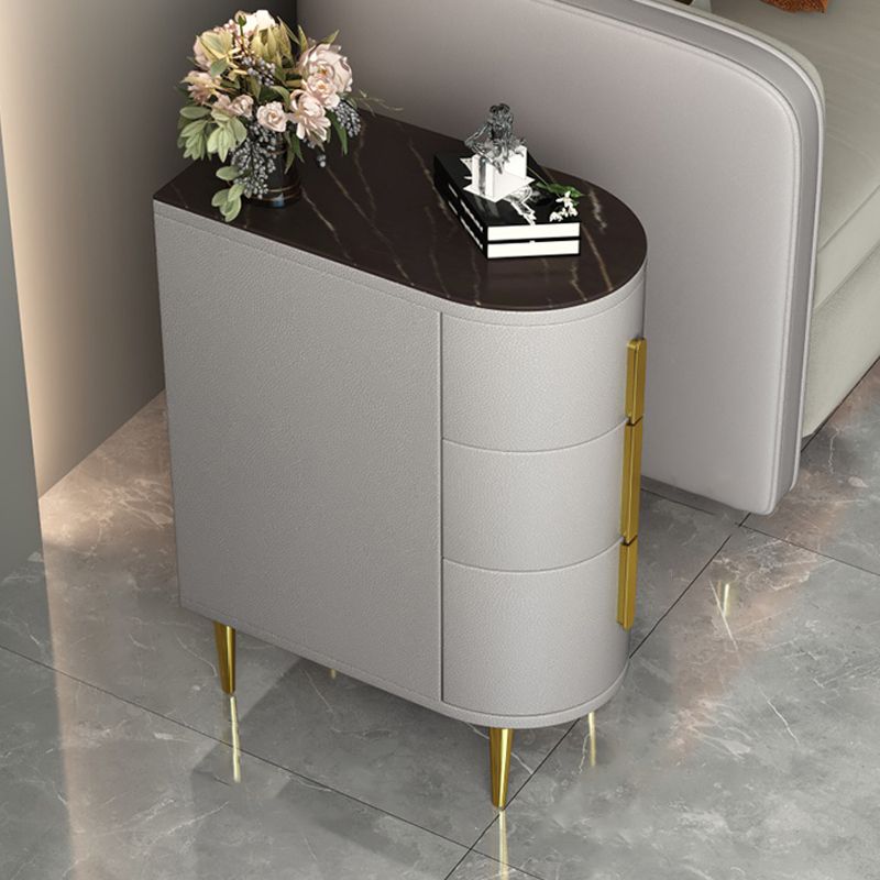 Glam 22.4-inch Tall Stone Top End Table Brass 4 Legs Sofa Side Table