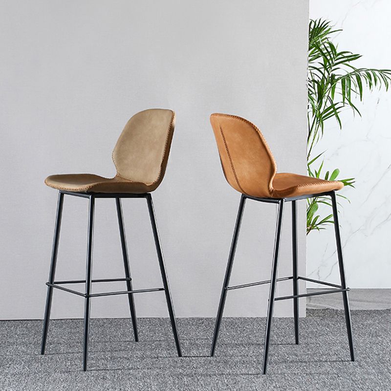 Scandinavian Matte Finish Leather Bar Stool Low Back Home Stool Clearhalo 'Bar Furniture' 'Bar Stools' 'bar_stools' 'Furniture' 'furniture_bar_stools' 'Kitchen & Dining Furniture' 1200x1200_56dcf73d-092f-45a7-9bca-166424de60b0