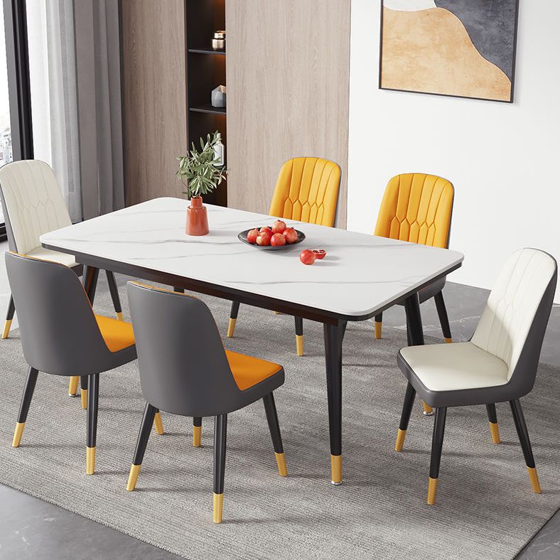 Rectangular Sintered Stone Dining Table Modern 4 Legs Furniture in Matte Finish Clearhalo 'Dining Tables & Seating' 'Dining Tables' 'dining_table' 'furn' 'furn_dining_table' 'Furniture' 'Kitchen & Dining Furniture' 1200x1200_56df3521-c996-47e2-a1cb-32a6a922ec4d