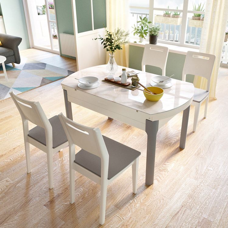Contemporary Dining Table for Home White Dinette Table with Wooden Frame