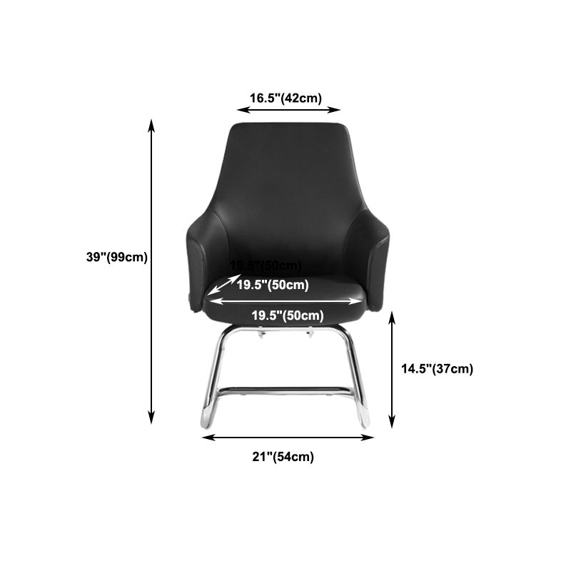 Moderne vaste armen Swivel stoel Chrome frame lederen management stoel