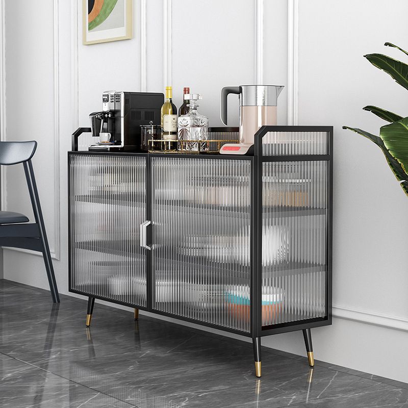 Glam Cabinets Sideboard Buffet Glass Doors Metal Buffet Sideboard Clearhalo 'buffet_sideboard' 'Buffets & Sideboards' 'furn' 'furn_buffet_sideboard' 'Furniture' 'Kitchen & Dining Furniture' 1200x1200_56e0de83-b809-455c-bf4d-cb181294edb3