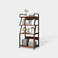 Industrial Etagere Bookshelf Steel Frame Manufactured Wood Shelf with Caster Wheels Clearhalo 'Bookcases' 'Furniture' 'furniture_bookcases' 'kitchen' 'kitchen_bookcases' 'Living Room Furniture' 'Office Furniture' 1200x1200_56e500db-0485-4c34-869b-3e89f5194534