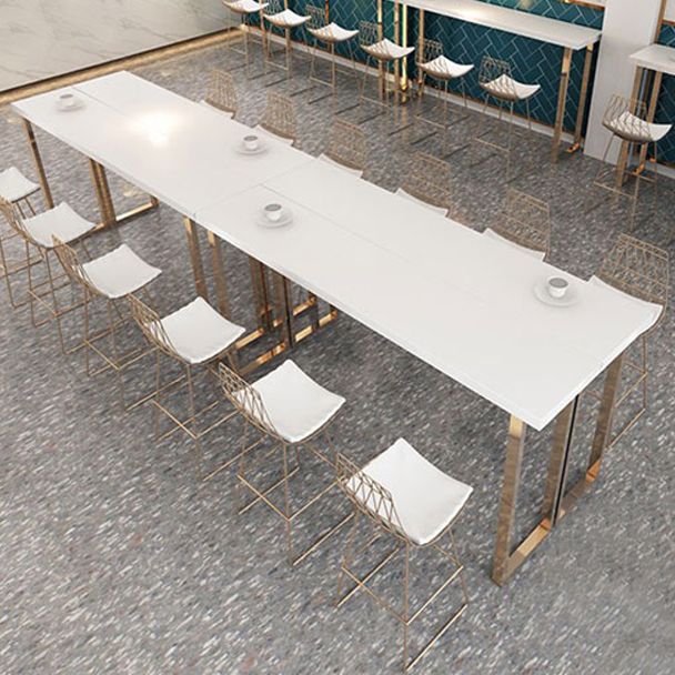 Glam Wood Bar Height Table with Rectangle Table Top Sled Table - 41.3" H Clearhalo 'Bar Furniture' 'Bar Tables' 'bar_tables' 'furn' 'furn_bar_tables' 'Furniture' 'furniture_bar_tables' 'Kitchen & Dining Furniture' 1200x1200_56e55649-0731-44b6-be69-314f3bdf91ed