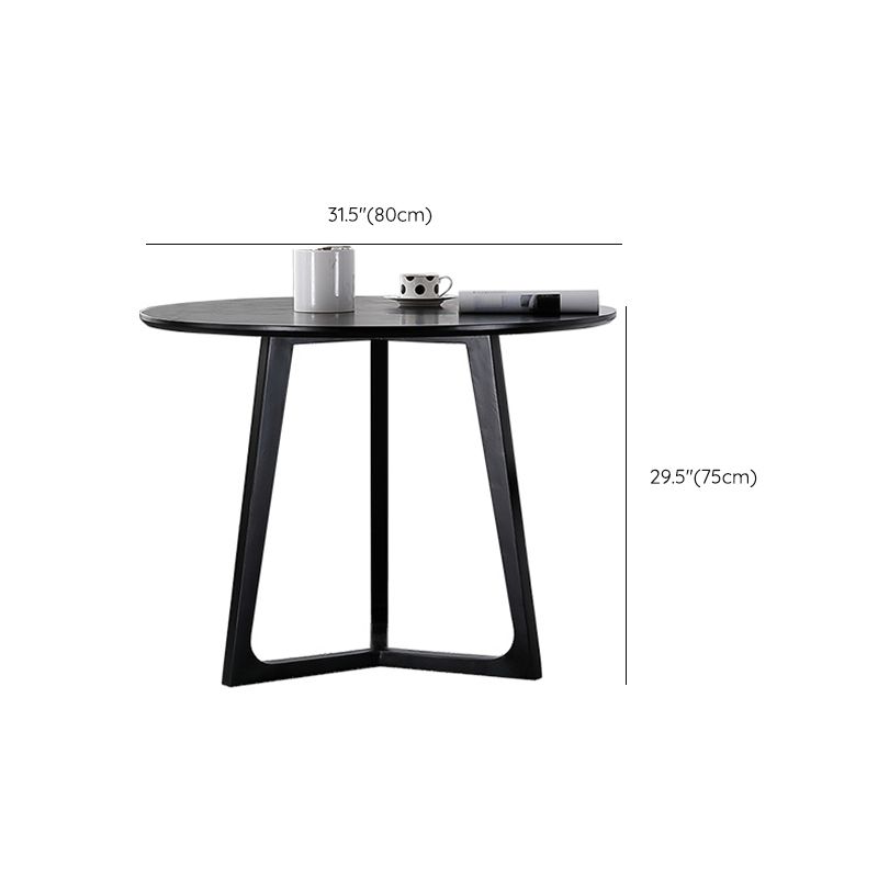 Black Table with Ash Wood Frame Modern Round Dining Table for Home Clearhalo 'Dining Tables & Seating' 'Dining Tables' 'dining_table' 'furn' 'furn_dining_table' 'Furniture' 'Kitchen & Dining Furniture' 1200x1200_56e607f8-2882-4d17-8002-8fd2ca73e05b