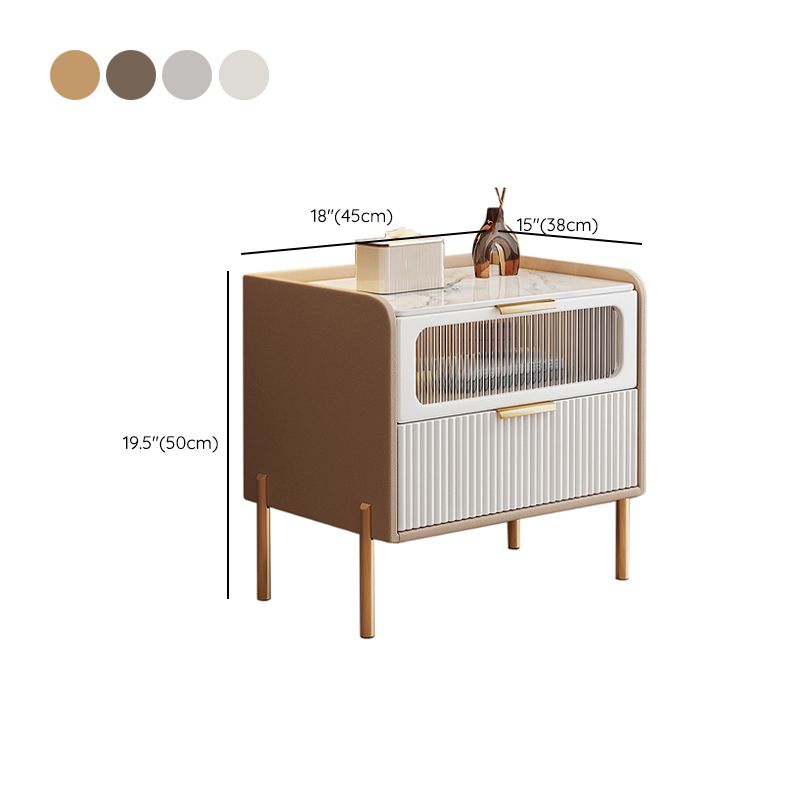 Zeitgenössisches Bett Nachttisch Stein Akzenttisch Nachttisch mit 2 Schubladen