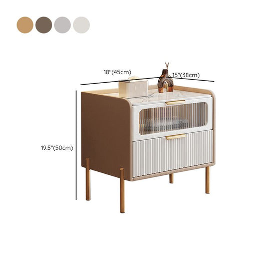 Zeitgenössisches Bett Nachttisch Stein Akzenttisch Nachttisch mit 2 Schubladen