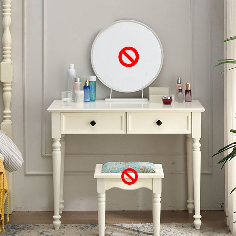 Contemporary Makeup Dressing Table With Drawers White 17.71" W x 30.70" H Clearhalo 'Bedroom Furniture' 'furn' 'furn_makeup_vanities' 'Furniture' 'Makeup Vanities' 'makeup_vanities' 1200x1200_56e619c1-5553-4367-b483-760fb53457ee