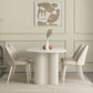 White Contemporary Oval Stone Dining Table with Double Pedestal