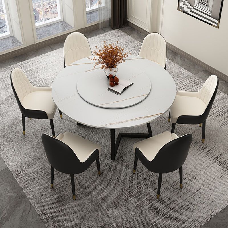 Modern Round Standard Height Dining Table Stone Double Pedestal Dining Table Clearhalo 'Dining Tables & Seating' 'Dining Tables' 'dining_table' 'furn' 'furn_dining_table' 'Furniture' 'furniture_dining_table' 'Kitchen & Dining Furniture' 'kitchen' 'kitchen_dining_table' 1200x1200_56e803e0-2c2e-4b93-baf5-b7223bfa2c43