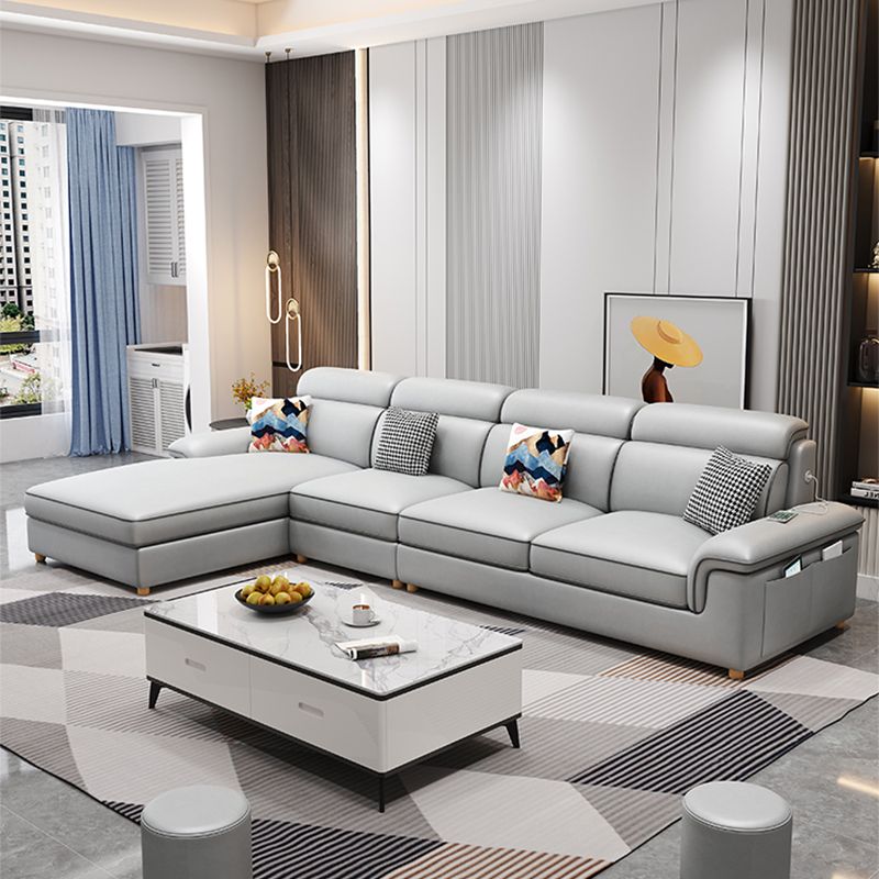 130.7 "Kussen Top Arm Sectionals, Scandinavian Natural Leg Sectional Set