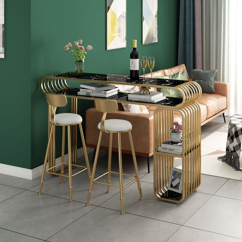 Luxurious Rectangular Pub Table Set 1/3 Pieces Stone Top Counter Table with High Stools Clearhalo 'Bar Furniture' 'furn' 'furn_home_bar_bar_sets' 'Furniture' 'Home Bars & Bar Sets' 'home_bar_bar_sets' 'Kitchen & Dining Furniture' 1200x1200_56ea9d2a-fafe-4d8f-a135-614fa62ccfd3