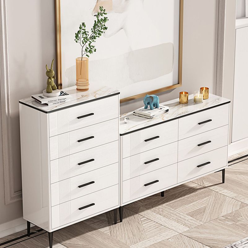 Glam Stone Coffre de rangement pour chambre à coucher, 30 cm de large, blanc avec tiroirs