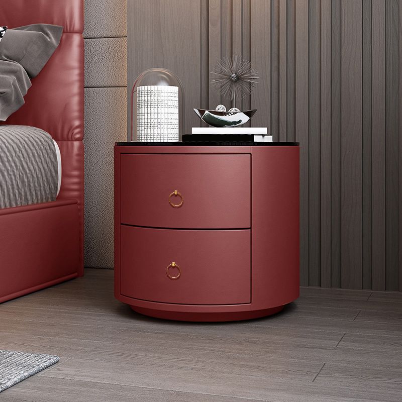 Glamernte Nachttisch mit 2 Schublade 16,5 Zoll hohen Leder-Nachttisch