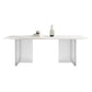 Mesa de comedor rectangular moderna Mesa base acrílica de piedra sinterizada blanca