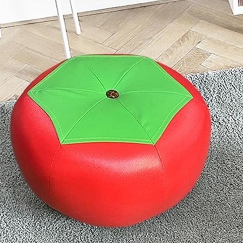 Pouf Tomato Pattern Ottoman Faux Leather Modern Specialty Ottoman Clearhalo 'furn' 'furn_ottomans_poufs' 'Furniture' 'Living Room Furniture' 'Ottomans & Poufs' 'ottomans_poufs' 1200x1200_56f65c56-887b-43b0-9e15-4490c387b30d