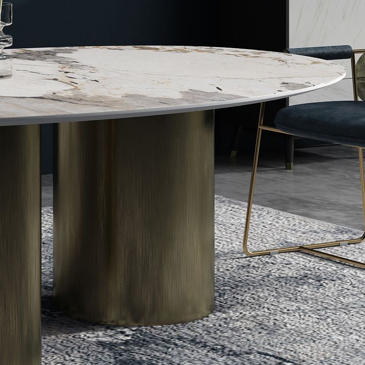 Oval Traditional Luxury Dining Table Sintered Stone Table with 3 Gold Legs Clearhalo ' dining_table' 'Dining Tables & Seating' 'Dining Tables' 'furn' 'furn_dining_table' 'Furniture' 'furniture_dining_table' 'Kitchen & Dining Furniture' 'kitchen&dining_furn' 'kitchen' 'kitchen_dining_table' 1200x1200_56f6a4bc-3233-44e8-bfa6-be8f9f891207
