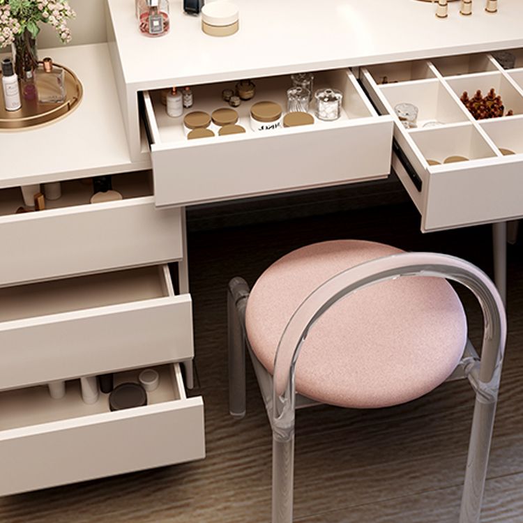 Wooden Makeup Vanity Desk Removable Lighted Mirror Vanity Dressing Table Set