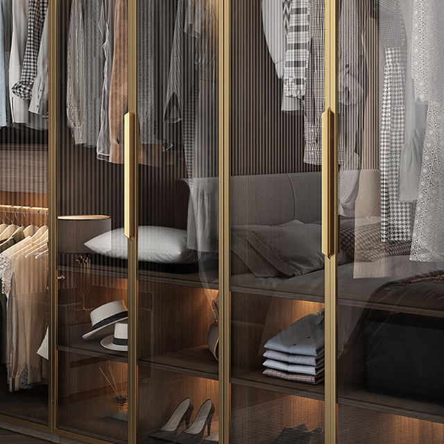 Contemporary Style Wardrobe Natural Colour Wooden Wardrobe Closet