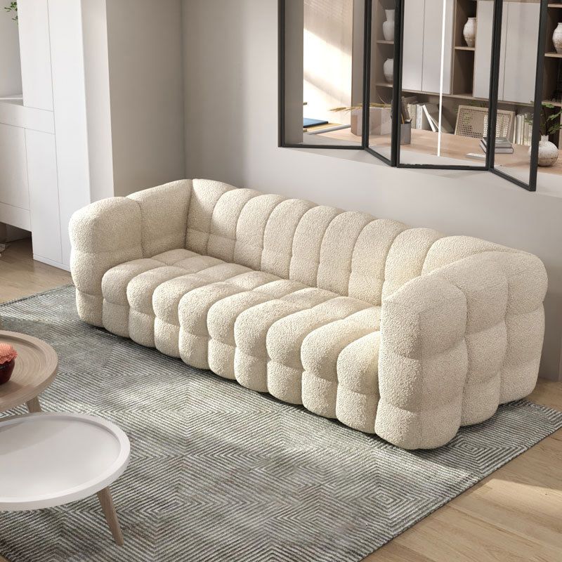 Biscuit contemporain Smooth Tuxedo Arm Sofa Tissu standard canapé standard