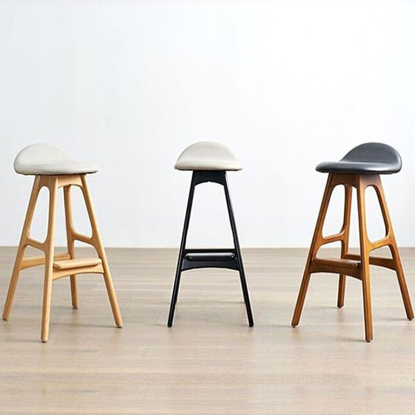 Contemporary Upholstered Faux Leather Bar Stool with Solid Wood Base Clearhalo 'Bar Furniture' 'Bar Stools' 'bar_stools' 'furn' 'furn_bar_stools' 'Furniture' 'Kitchen & Dining Furniture' 1200x1200_56f9c4c6-5ee5-487f-938b-f9df71c5b2f4