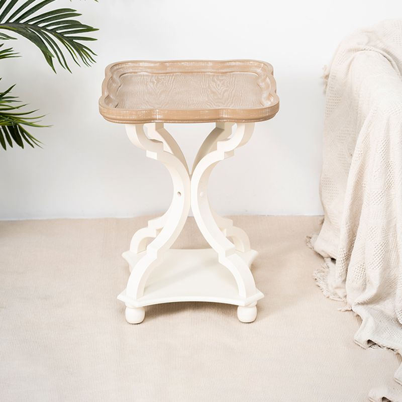 素朴な無垢材4脚丸/幾何学的な苦しめられたリビングルームエンドテーブル