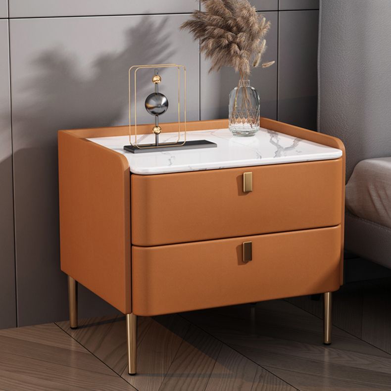 Nightand de lit de luxe léger 2 tiroirs table de nuit avec des jambes pour chambre à coucher