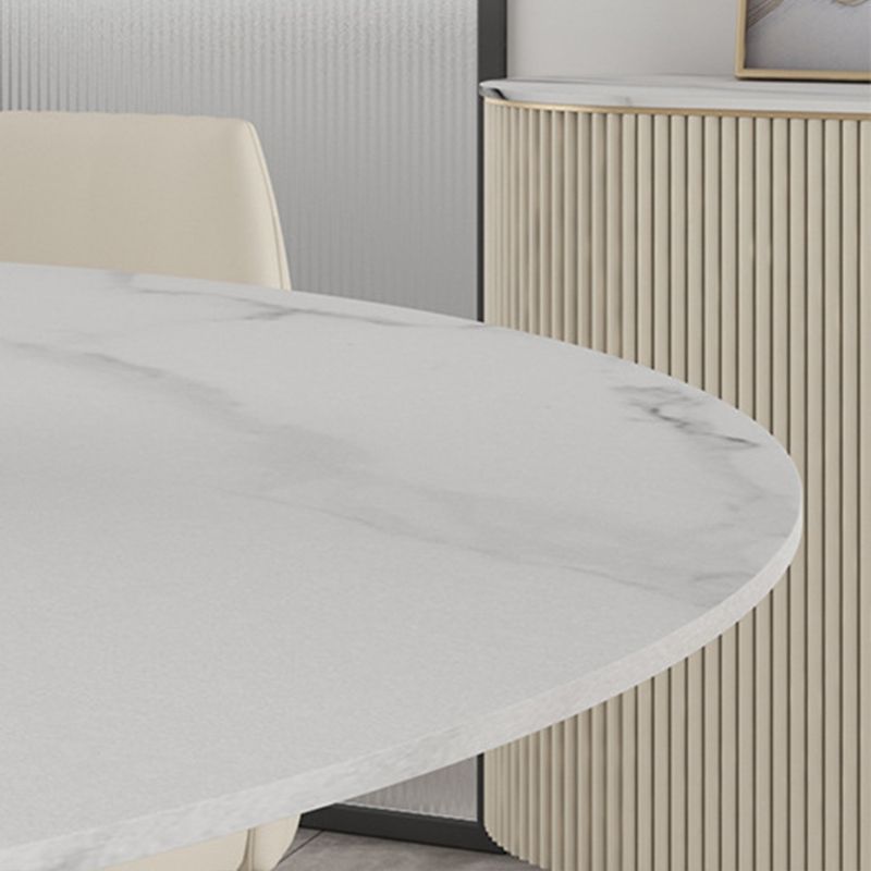 Modern Stone Top Dining Table Round Table with Wood Pedestal Base in White Clearhalo 'Dining Tables & Seating' 'Dining Tables' 'dining_table' 'furn' 'furn_dining_table' 'Furniture' 'furniture_dining_table' 'Kitchen & Dining Furniture' 'kitchen' 'kitchen_dining_table' 1200x1200_56fe1d44-fd2b-4867-ac97-f6b04b4becd9
