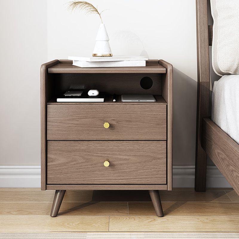 2 Drawers Night Table 1 Shelf Solid Wood Nightstand With Legs ,20.9" Tall Clearhalo 'Bedroom Furniture' 'furn' 'furn_night_stand' 'Furniture' 'night_stand' 'Nightstands' 1200x1200_56ff51ff-6ada-4665-87eb-6d12fa4e5d90