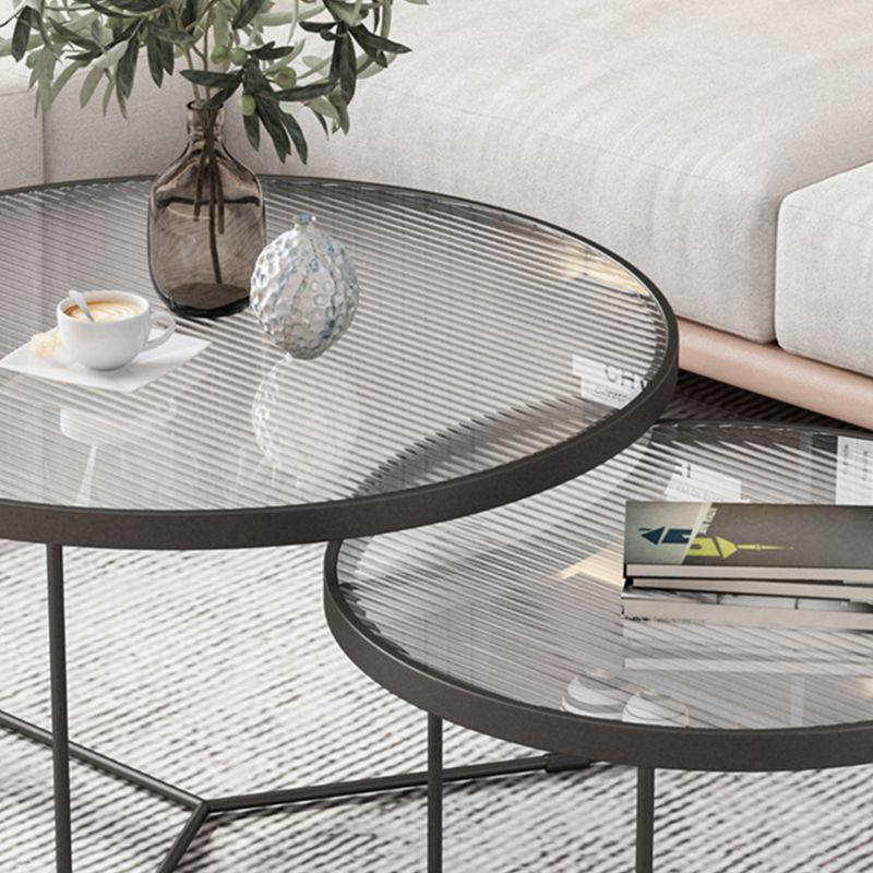 Pedestal Base Iron Coffee Table Included Round 2 Nesting Cocktail Table in Clear Clearhalo 'Coffee & Accent Tables' 'Coffee Tables' 'coffee_tables' 'furn' 'furn_coffee_tables' 'Furniture' 'furniture_coffee_tables' 'Living Room Furniture' 1200x1200_5700fcb1-9656-47c8-8adc-43bd3dc95180