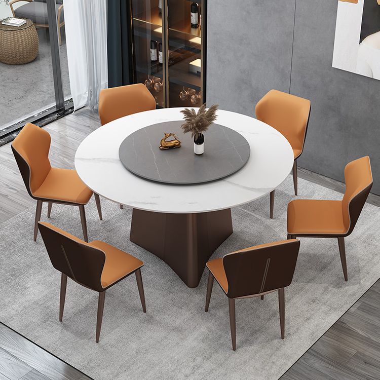 Round Pedestal Base Furniture Luxury Style Stone Dining Room Collection Without Turntable Clearhalo ' dining_table' 'Dining Tables & Seating' 'Dining Tables' 'furn' 'furn_dining_table' 'Furniture' 'furniture_dining_table' 'Kitchen & Dining Furniture' 'kitchen&dining_furn' 'kitchen' 'kitchen_dining_table' 1200x1200_5704d6ab-8451-400b-824a-ce2ae6b4887e