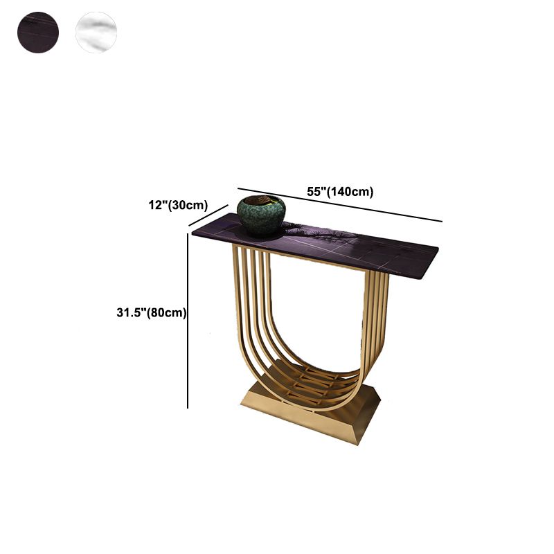 Console top in pietra in stile glam con base di piedistallo di ferro per sala