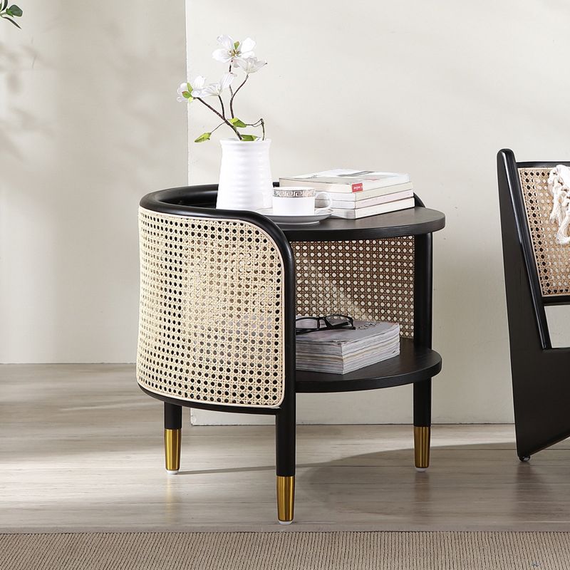 19" Wide Side Table 3 Legs Solid Wood Accent Side Table with Storage