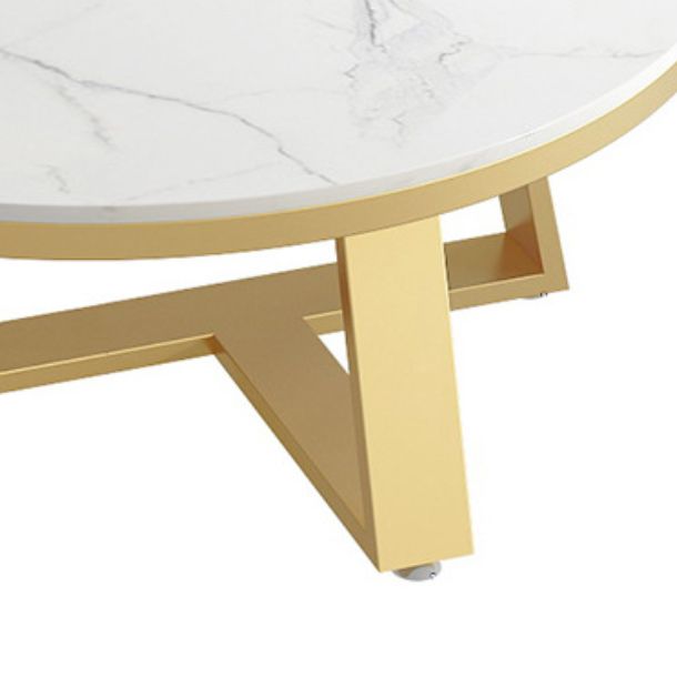 Tavolino da cocktail top in marmo rotondo con tavolino da caffè a base di ferro