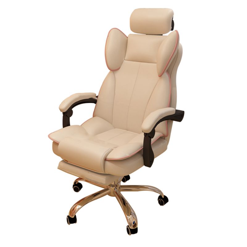 Silver Metal Modern Conference Chair High Back Leather Desk Chair Clearhalo 'furn' 'furn_office_chair' 'Furniture' 'furniture_office_chair' 'Office Chairs' 'Office Furniture' 'office_chair' 1200x1200_57090b51-afed-48ff-aa82-7b64a285f2ef