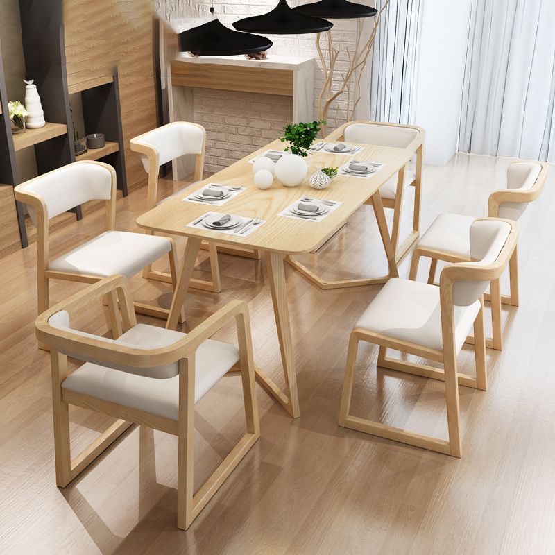 Modern Style Arm Dining Chairs Open Back Upholstered Armchairs with Wood Legs Clearhalo ' kitchen&dining_furn' 'Dining Chairs' 'Dining Tables & Seating' 'dining_chair' 'furn' 'furn_dining_chair' 'Furniture' 'furniture_dining_chair' 'Kitchen & Dining Furniture' 'kitchen' 1200x1200_57097a94-d60f-45bd-b3a8-acf8b623cba5