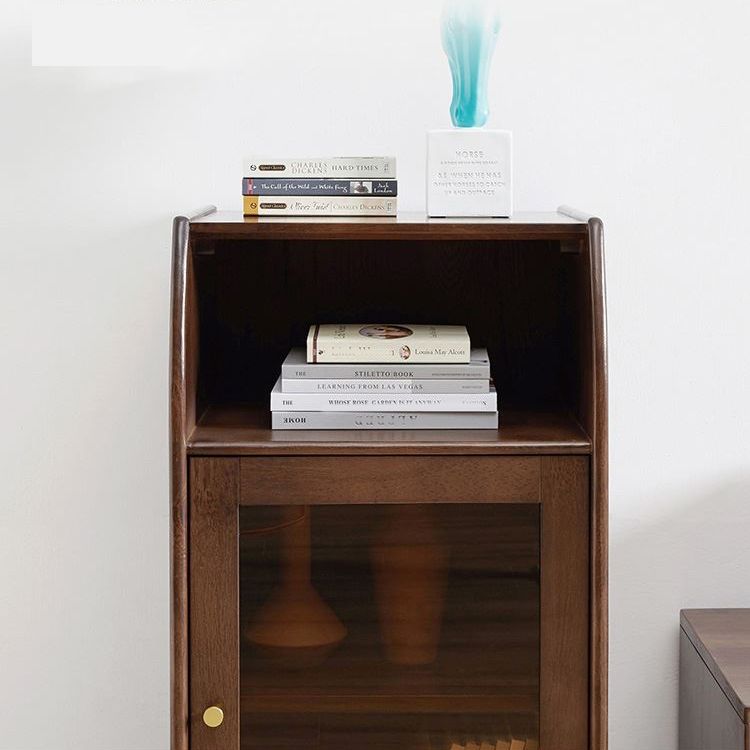 17.7 "brede massief houten accentkast 1 - plank en 1 - deurglas in paned borst